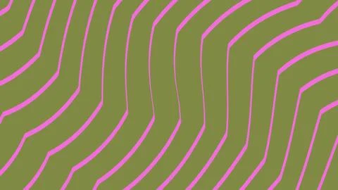 Abstract pink wavy lines pattern on olive green background Illustrazione stock