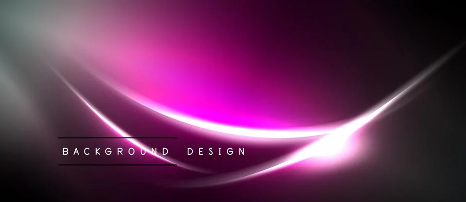 Abstract pink, white light waves over black background. Modern design element Stockillustratie