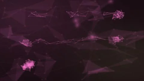 Abstract pink wireframe clusters and translucent polygons stretch across a .. Stock Illustration