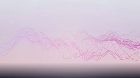 Abstract pink wireframe network wave moves slowly against a soft gradient b.. Stock Footage 340905382
