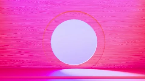 Abstract pink wood grain backdrop with glowing circle stage Stock-Footage 341801426