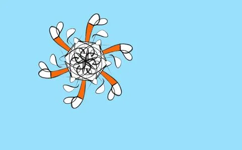 Abstract Pinwheel Doodle Graphic on Light Blue Background Stock Illustration