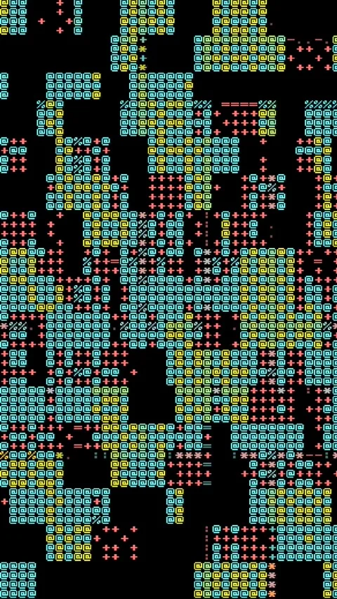 Abstract Pixel Art 8 bit Loop Animation with colorful ASCII Geometric Patterns Stock Footage 301365879