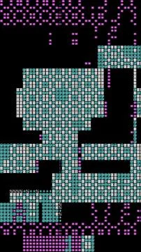 Abstract Pixel Art 8 bit background with colorful ASCII Geometric Patterns Stock Illustration