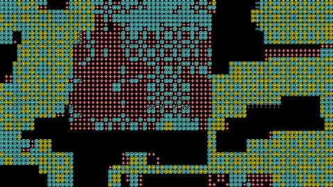 Abstract Pixel Art 8 bit background with colorful ASCII Geometric Patterns Stock Illustration