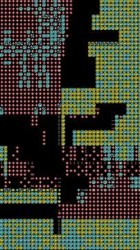 Abstract Pixel Art 8 bit background with colorful ASCII Geometric Patterns Stock Illustration