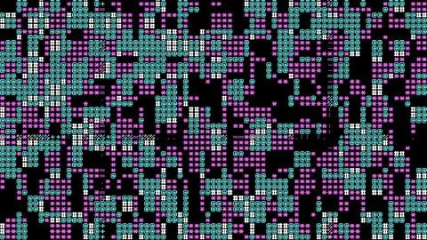 Abstract Pixel Art 8 bit background with colorful ASCII Geometric Patterns Stock Illustration