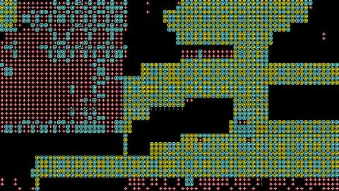 Abstract Pixel Art 8 bit background with colorful ASCII Geometric Patterns Stock Illustration
