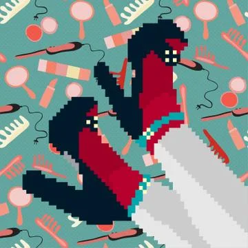 Abstract pixel art colored legs and girls shoes Stock-Illustration