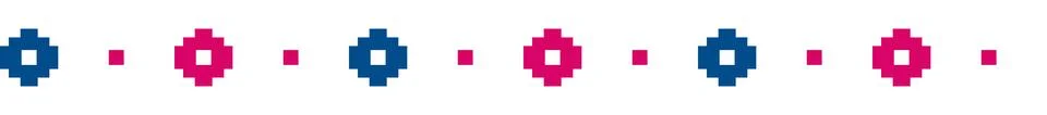 Abstract pixel art decorative border with dark blue and pink or magenta shapes 库存插图