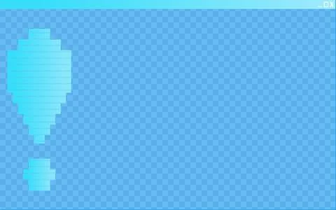 Abstract pixel art exclamation mark composed of turquoise bars is showing on Stockillustratie