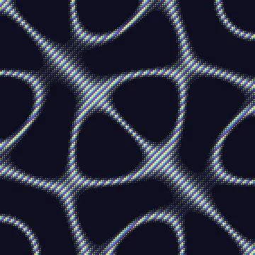 Abstract pixel art geometric pattern with blue green yellow dots on dark ba.. Stock Illustration