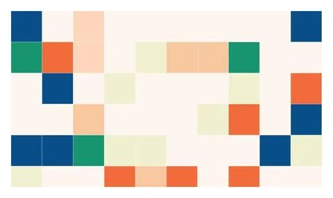 Abstract pixel art pattern featuring vibrant colored squares on a white bac.. Stock Illustration