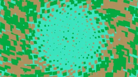 Abstract pixel art pattern with green and orange squares Stock Illustration