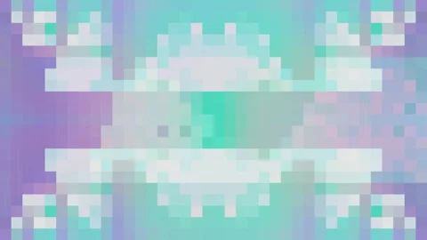 Abstract Pixel Art Symmetrical Loop in Pastel Teal and Purple Stock Footage 340508182