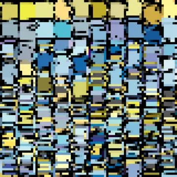 Abstract pixel background in blue yellow purple Stock Illustration