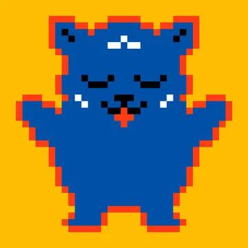 Abstract pixel bear. Modern cute pixel animal hugs. Retro colorful art 90s video Stock Illustration