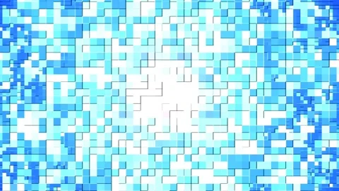 Abstract pixel block moving background retro style, pixelated 3d square blue Stock Footage 148429216