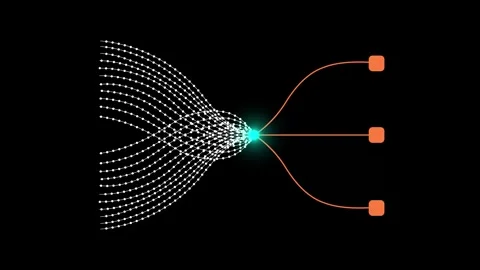 Abstract pixel data pipeline animation with streaming digital matrix Stock Footage 347047095