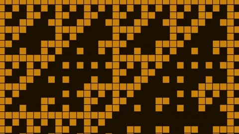 Abstract pixel matrix background with glowing yellow geometric data grid co.. Stock Footage 343633688