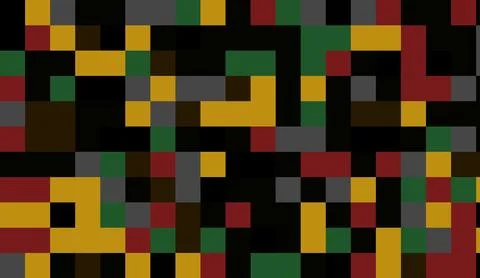 Abstract pixel mosaic background featuring rich red yellow green and black Stock Illustration