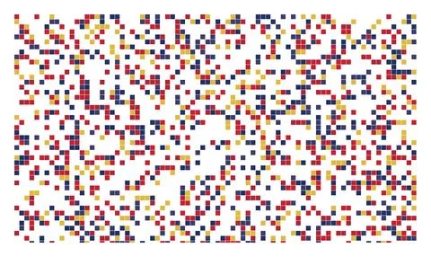 Abstract pixel mosaic pattern in bold red yellow and blue primary color gri.. Illustration