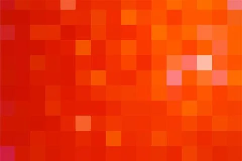 Abstract pixel red background. Gold geometric texture from squares. Vector Stock Illustration
