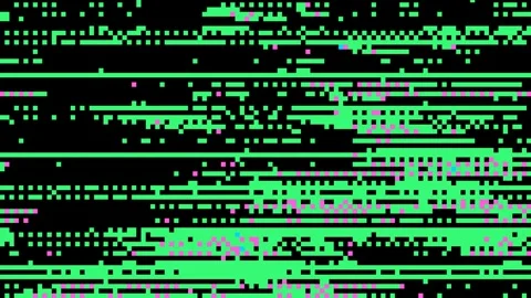 Abstract pixel retro 8bit black, pink and green noise static overlay texture Stock Footage 288586073