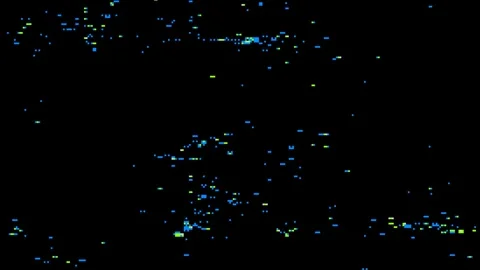 Abstract pixel retro 8bit black and green glitch noise static overlay texture Stock Footage 289297791
