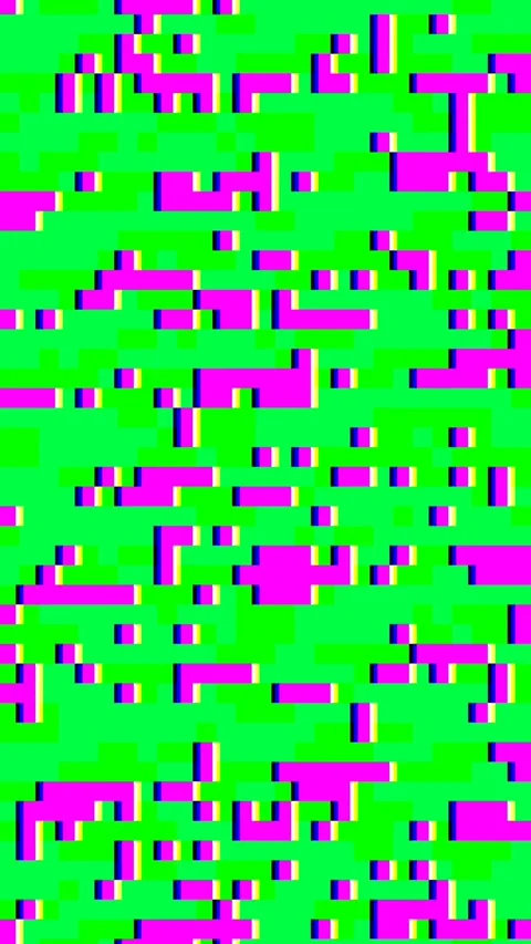 Abstract pixel retro 8bit black, pink and green noise static overlay texture Stock Footage 289673202