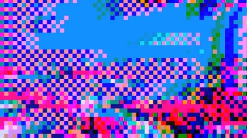 Abstract pixel retro 8bit chaotic rgb video game glitch noise texture Stock Footage 283625282