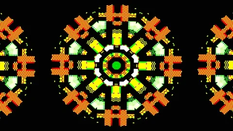 Abstract pixel retro 8bit neon yellow black geometric sun background Stock Footage 301591521