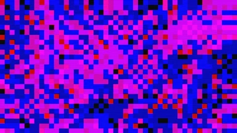 Abstract pixel retro 8bit purple blue pink neon video game glitch noise texture Stock Footage 288811617