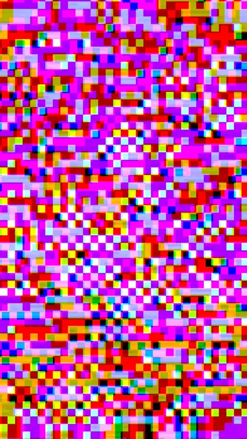 Abstract pixel retro 8bit rgb purple orange neon video game glitch noise texture Stock Footage 288069577