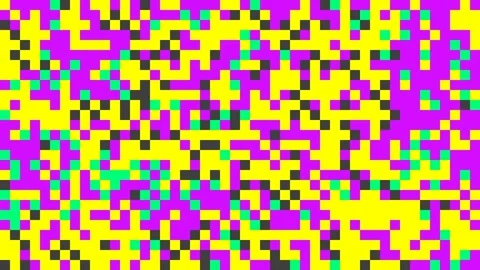 Abstract pixel retro 8bit yellow, purple, green video game glitch noise texture Stock Footage 287289659