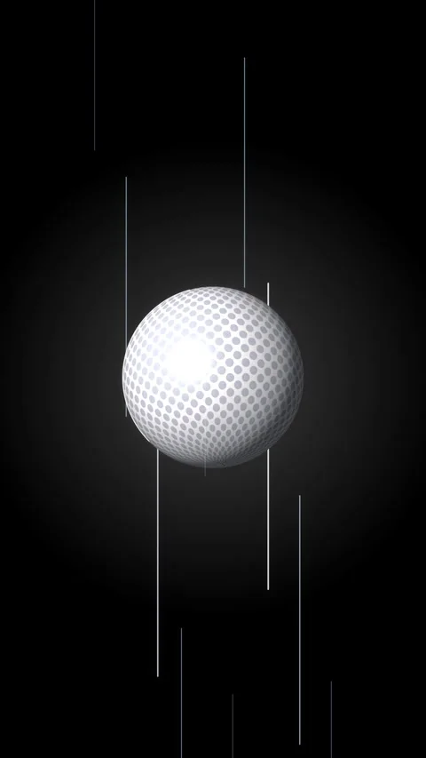 Abstract pixel sphere animation with vertical lines falling in dark loop Stock Footage 346632538