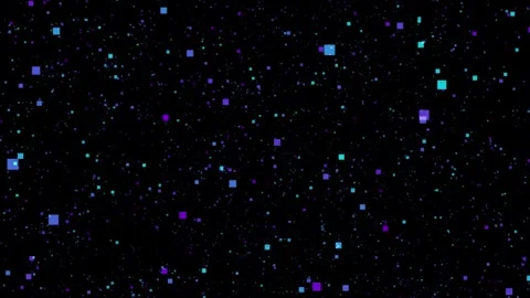 Abstract pixel starfield floating retro square particles on black backgroun.. Stock Footage 342024412