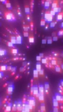 Abstract pixel tunnel of glowing squares and light rays, symbolizing digita.. Stock-Illustration