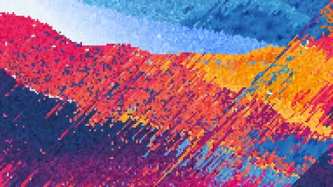 Abstract pixelate animation with glitch and pixel sorting effects. Stock Footage 172025094