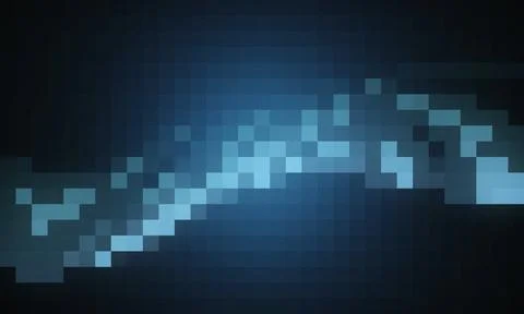 Abstract pixelated blue light pattern on transparent background design elemen Stock Illustration