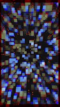 Abstract Pixelated Data Grid Background with Blue and Red Glitch Effect Stock Illustration