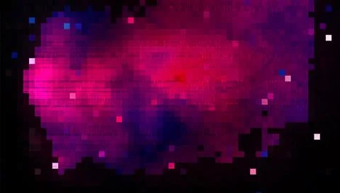 Abstract Pixelated Digital Explosion Background with Glowing Pink Magenta a.. 스톡 일러스트