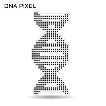 Abstract pixelated DNA, science logo. Vector illlustration Stock-Illustration