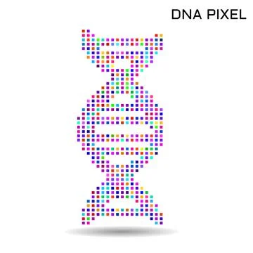 Abstract pixelated DNA, science logo. Vector illlustration Stock Illustration