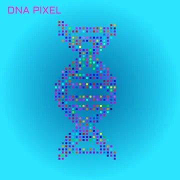 Abstract pixelated DNA, science logo. Vector illustration 스톡 일러스트
