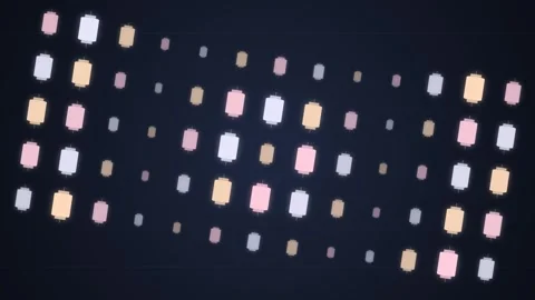 Abstract Pixelated Geometric Pattern with Soft Pastel Colors on Dark Backgrou Stock Footage 348072225