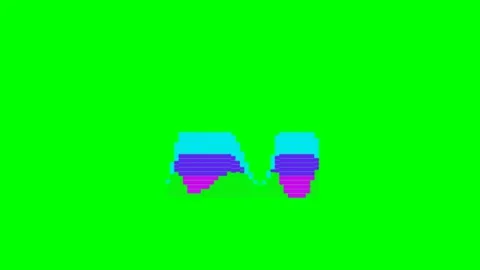 Abstract pixelated geometric shapes against a vibrant chroma key green back.. Stock Footage 340903165