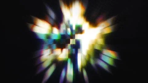 Abstract pixelated glowing light burst glitch effect Stock Illustration