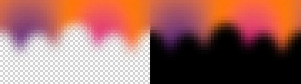 Abstract Pixelated Mosaic Blur Gradient Overlay with Orange Purple Pink Colors Illustrazione stock