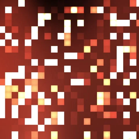 Abstract Pixelated Mosaic Glowing Orange Red Yellow Squares Motion Background Video stock 337937616